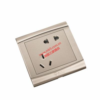 错位斜五孔10A电源插座装饰开关金属面板G19香槟金